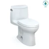 TOTO UltraMax II One-Piece Elongated 1.28 GPF Universal Height Toilet with CEFIONTECT and SS124 SoftClose Seat, WASHLET+ Ready, Cotton White, Vitreous China|Plastic, MS604124CEFG#01