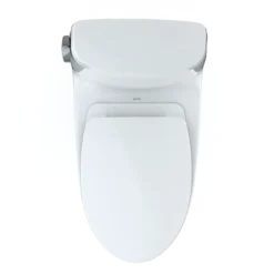 TOTO UltraMax II One-Piece Elongated 1.28 GPF Universal Height Toilet with CEFIONTECT and SS124 SoftClose Seat, WASHLET+ Ready, Cotton White, Vitreous China|Plastic, MS604124CEFG#01
