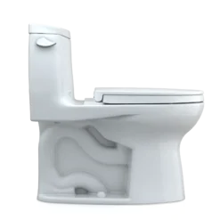 TOTO UltraMax II One-Piece Elongated 1.28 GPF Universal Height Toilet with CEFIONTECT and SS124 SoftClose Seat, WASHLET+ Ready, Cotton White, Vitreous China|Plastic, MS604124CEFG#01