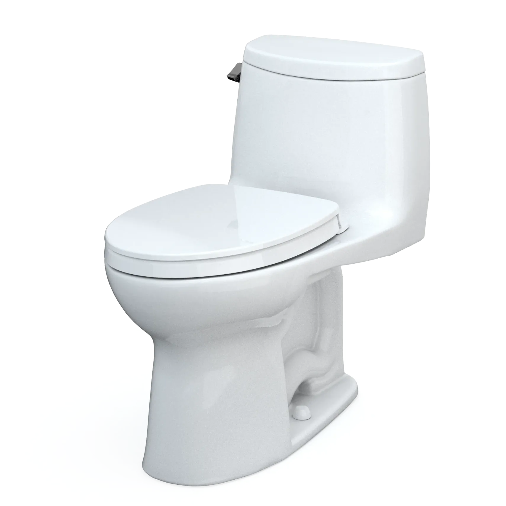 TOTO UltraMax II One-Piece Elongated 1.28 GPF Universal Height Toilet with CEFIONTECT and SS124 SoftClose Seat, WASHLET+ Ready, Cotton White, Vitreous China|Plastic, MS604124CEFG#01