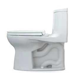 TOTO UltraMax II One-Piece Elongated 1.28 GPF Universal Height Toilet with CEFIONTECT and SS124 SoftClose Seat, WASHLET+ Ready, Cotton White, Vitreous China|Plastic, MS604124CEFG#01