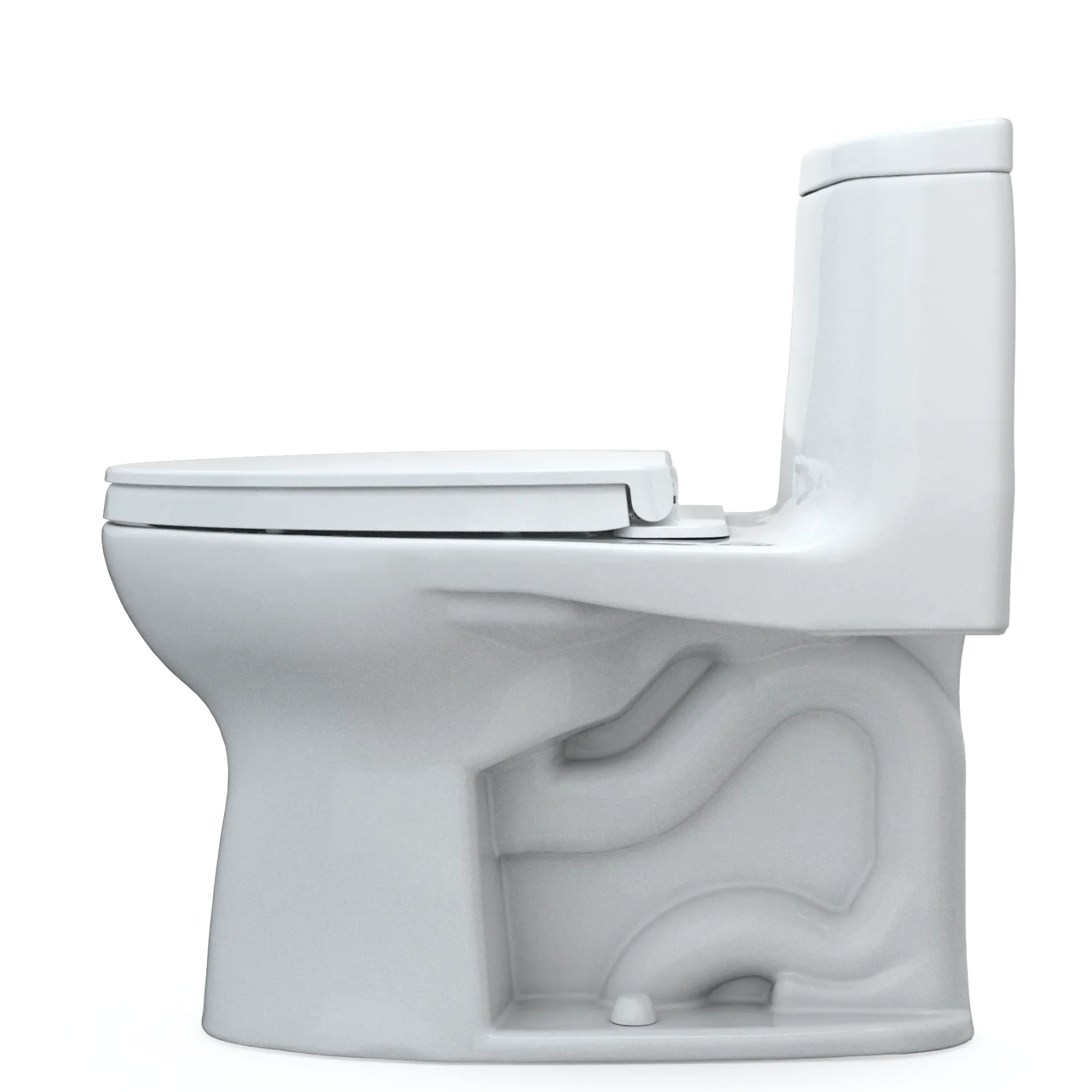 TOTO UltraMax II One-Piece Elongated 1.28 GPF Universal Height Toilet with CEFIONTECT and SS124 SoftClose Seat, WASHLET+ Ready, Cotton White, Vitreous China|Plastic, MS604124CEFG#01