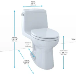 TOTO UltraMax One-Piece Elongated 1.6 GPF ADA Compliant Toilet, Colonial White, Vitreous China, MS854114SL#11