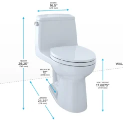 TOTO UltraMax One-Piece Elongated 1.6 GPF ADA Compliant Toilet, Bone, Vitreous China, MS854114SL#03