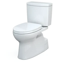 TOTO Vespin II 1G Two-Piece Elongated 1.0 GPF Universal Height Toilet with CEFIONTECT and SS124 SoftClose Seat, WASHLET+ Ready, Cotton White, Vitreous China|Plastic, MS474124CUFG#01