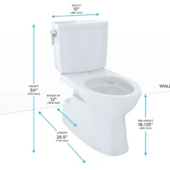 TOTO Vespin II 1G Two-Piece Elongated 1.0 GPF Universal Height Skirted Design Toilet with CEFIONTECT, Cotton White, Vitreous China, CST474CUFG#01