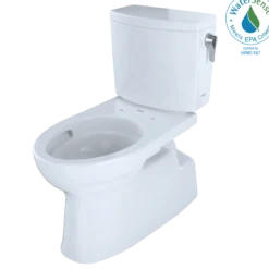 TOTO Vespin II 1G Two-Piece Elongated 1.0 GPF Universal Height Skirted Toilet with CEFIONTECT and Right-Hand Trip Lever, Cotton White, Vitreous China, CST474CUFRG#01