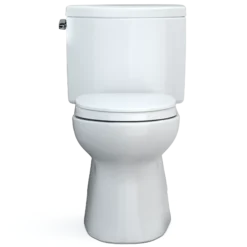 TOTO Vespin II Two-Piece Elongated 1.28 GPF Universal Height Toilet with CEFIONTECT and SS124 SoftClose Seat, WASHLET+ Ready, Cotton White, Vitreous China|Plastic, MS474124CEFG#01