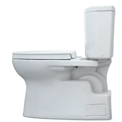 TOTO Vespin II Two-Piece Elongated 1.28 GPF Universal Height Toilet with CEFIONTECT and SS124 SoftClose Seat, WASHLET+ Ready, Cotton White, Vitreous China|Plastic, MS474124CEFG#01