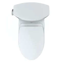 TOTO Vespin II Two-Piece Elongated 1.28 GPF Universal Height Toilet with CEFIONTECT and SS124 SoftClose Seat, WASHLET+ Ready, Cotton White, Vitreous China|Plastic, MS474124CEFG#01