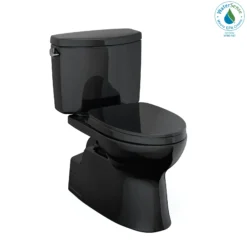 TOTO Vespin II Two-Piece Elongated 1.28 GPF Universal Height Toilet with SS124 SoftClose Seat, WASHLET+ Ready, Cotton White, Vitreous China|Plastic, Ebony, MS474124CEF#51