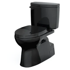 TOTO Vespin II Two-Piece Elongated 1.28 GPF Universal Height Toilet with SS124 SoftClose Seat, WASHLET+ Ready, Cotton White, Vitreous China|Plastic, Ebony, MS474124CEF#51