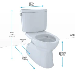 TOTO Vespin II Two-Piece Elongated 1.28 GPF Universal Height Skirted Design Toilet with CEFIONTECT, Cotton White, Vitreous China, CST474CEFG#01
