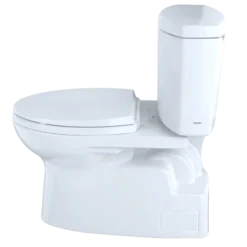 TOTO Vespin II Two-Piece Elongated 1.28 GPF Universal Height Skirted Design Toilet with CEFIONTECT, Cotton White, Vitreous China, CST474CEFG#01