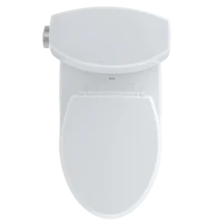 TOTO Vespin II Two-Piece Elongated 1.28 GPF Universal Height Skirted Design Toilet with CEFIONTECT, Cotton White, Vitreous China, CST474CEFG#01