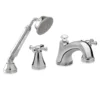 TOTO Vivian Two Cross Handle Deck-Mount Roman Tub Filler Trim with Hand Shower, Polished Chrome, Brass, TB220S#CP