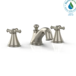 TOTO Vivian Two Cross Handle Widespread 1.5 GPM Bathroom Sink Faucet, Brushed Nickel, Brass, TL220DD#BN