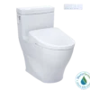 TOTO WASHLET+ Aimes One-Piece Elongated 1.28 GPF Toilet with Auto Flush S7A Contemporary Bidet Seat, Cotton White, Vitreous China|Plastic, MW6264736CEFGA#01