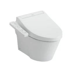 TOTO WASHLET+ AP Wall-Hung Elongated Toilet and WASHLET C2 and DuoFit In-Wall 0.9 and 1.28 GPF Dual-Flush Tank System, Matte Silver, Vitreous China|Plastic, CWT4263074CMFG#MS