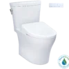 TOTO WASHLET+ Aquia IV Arc Two-Piece Elongated Dual Flush 1.28 and 0.9 GPF Toilet with S7 Contemporary Bidet Seat, Cotton White, Vitreous China|Plastic, MW4484726CEMFGN#01