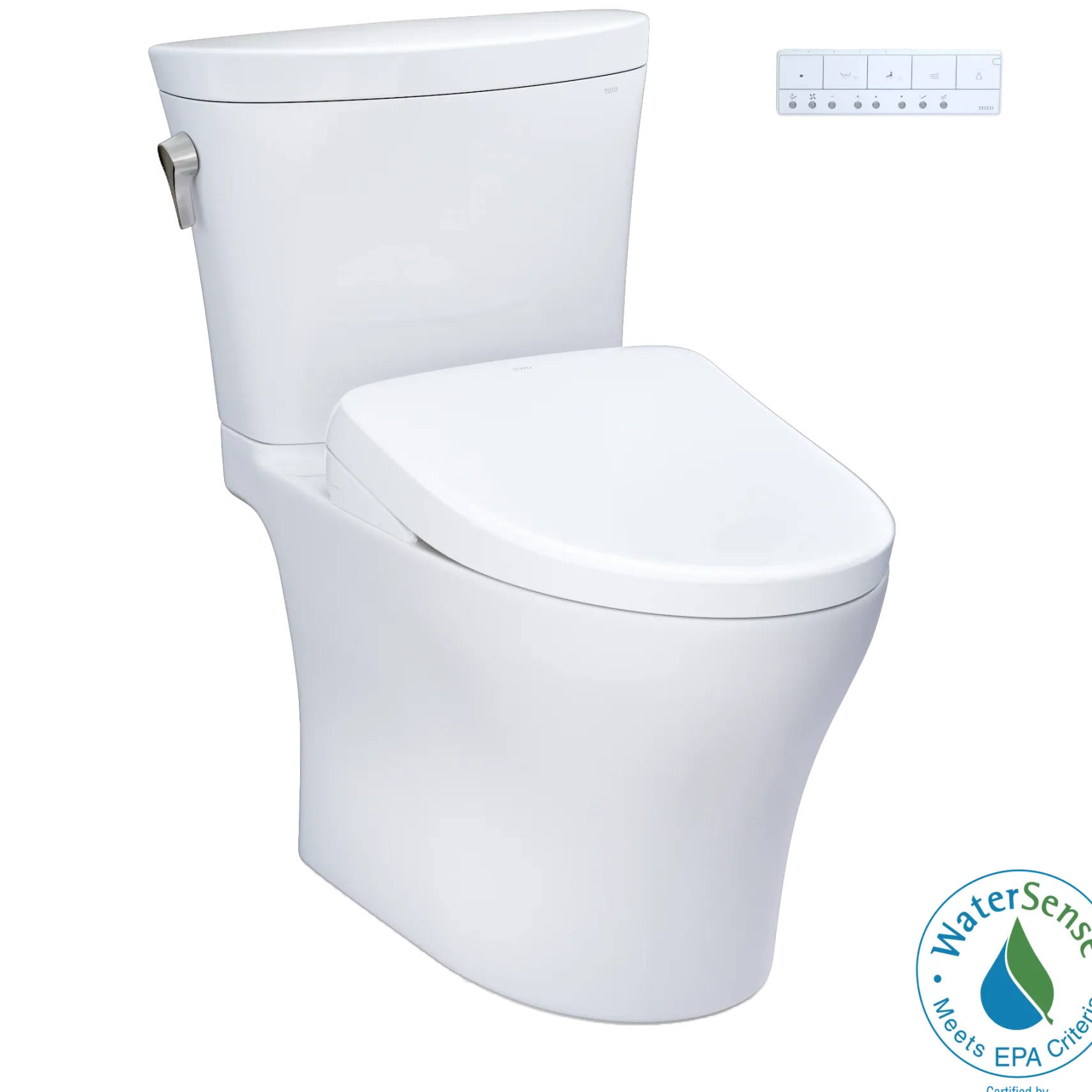 TOTO WASHLET+ Aquia IV Arc Two-Piece Elongated Dual Flush 1.28 and 0.9 GPF Toilet with S7 Contemporary Bidet Seat, Cotton White, Vitreous China|Plastic, MW4484726CEMFGN#01