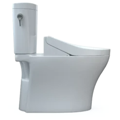 TOTO WASHLET+ Aquia IV Arc Two-Piece Elongated Dual Flush 1.28 and 0.9 GPF Toilet with C5 Bidet Seat, Cotton White, Vitreous China|Plastic, MW4483084CEMFGN#01