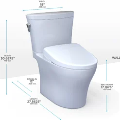 TOTO WASHLET+ Aquia IV Arc Two-Piece Elongated Dual Flush 1.28 and 0.9 GPF Toilet with Auto Flush S7A Contemporary Bidet Seat, Cotton White, Vitreous China|Plastic, MW4484736CEMFGNA#01
