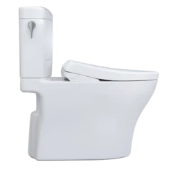 TOTO WASHLET+ Aquia IV Cube Two-Piece Elongated Dual Flush 1.28 and 0.9 GPF Toilet with Auto Flush S7 Contemporary Bidet Seat, Cotton White, Vitreous China|Plastic, MW4364726CEMFGNA#01