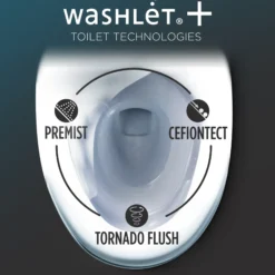 TOTO WASHLET+ Aquia IV Cube Two-Piece Elongated Dual Flush 1.28 and 0.9 GPF Toilet with C5 Bidet Seat, Cotton White, Vitreous China|Plastic, MW4363084CEMFGN#01