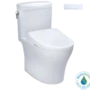 TOTO WASHLET+ Aquia IV Cube Two-Piece Elongated Dual Flush 1.28 and 0.9 GPF Toilet with S7A Contemporary Bidet Seat, Cotton White, Vitreous China|Plastic, MW4364736CEMFGN#01