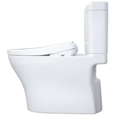 TOTO WASHLET+ Aquia IV Cube Two-Piece Elongated Dual Flush 1.28 and 0.9 GPF Toilet with S7A Contemporary Bidet Seat, Cotton White, Vitreous China|Plastic, MW4364736CEMFGN#01