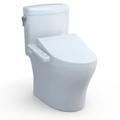 TOTO WASHLET+ Aquia IV Cube Two-Piece Elongated Dual Flush 1.28 and 0.9 GPF Toilet with C2 Bidet Seat, Cotton White, Vitreous China|Plastic, MW4363074CEMFGN#01