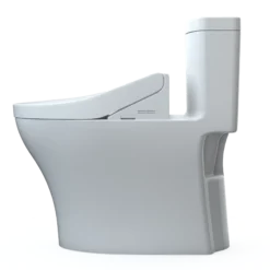 TOTO WASHLET+ Aquia IV One-Piece Elongated Dual Flush 1.28 and 0.9 GPF Toilet and WASHLET C5 Bidet Seat, Cotton White- Vitreous China|Plastic, MW6463084CEMFGN#01