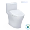 TOTO WASHLET+ Aquia IV One-Piece Elongated Dual Flush 1.28 and 0.9 GPF Toilet with S7 Contemporary Electric Bidet Seat, Cotton White, Vitreous China|Plastic, MW6464726CEMFGN#01