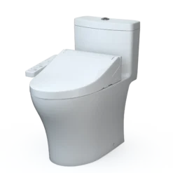 TOTO WASHLET+ Aquia IV One-Piece Elongated Dual Flush 1.28 and 0.9 GPF Toilet and WASHLET C2 Bidet Seat, Cotton White, Vitreous China|Plastic, MW6463074CEMFGN#01