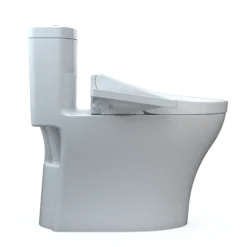 TOTO WASHLET+ Aquia IV One-Piece Elongated Dual Flush 1.28 and 0.9 GPF Toilet and WASHLET C2 Bidet Seat, Cotton White, Vitreous China|Plastic, MW6463074CEMFGN#01