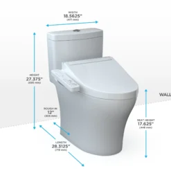 TOTO WASHLET+ Aquia IV One-Piece Elongated Dual Flush 1.28 and 0.9 GPF Toilet and WASHLET C2 Bidet Seat, Cotton White, Vitreous China|Plastic, MW6463074CEMFGN#01