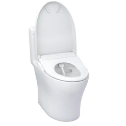 TOTO WASHLET+ Aquia IV One-Piece Elongated Dual Flush 1.28 and 0.9 GPF Toilet with Auto Flush S7 Contemporary Bidet Seat, Cotton White, Vitreous China|Plastic, MW6464726CEMFGNA#01