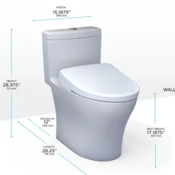TOTO WASHLET+ Aquia IV One-Piece Elongated Dual Flush 1.28 and 0.9 GPF Toilet with S7A Contemporary Electric Bidet Seat, Cotton White, Vitreous China|Plastic, MW6464736CEMFGN#01
