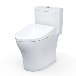 TOTO WASHLET+ Aquia IV One-Piece Elongated Dual Flush 1.28 and 0.9 GPF Toilet with S7A Contemporary Electric Bidet Seat, Cotton White, Vitreous China|Plastic, MW6464736CEMFGN#01