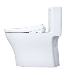 TOTO WASHLET+ Aquia IV One-Piece Elongated Dual Flush 1.28 and 0.9 GPF Toilet with S7A Contemporary Electric Bidet Seat, Cotton White, Vitreous China|Plastic, MW6464736CEMFGN#01