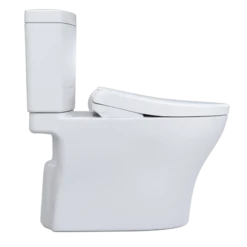 TOTO WASHLET+ Aquia IV Two-Piece Elongated Dual Flush 1.28 and 0.9 GPF Toilet with S7 Contemporary Bidet Seat, Cotton White, Vitreous China|Plastic, MW4464726CEMFGN#01