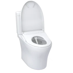TOTO WASHLET+ Aquia IV Two-Piece Elongated Dual Flush 1.28 and 0.9 GPF Toilet with Auto Flush S7 Contemporary Bidet Seat, Cotton White, Vitreous China|Plastic, MW4464726CEMFGNA#01