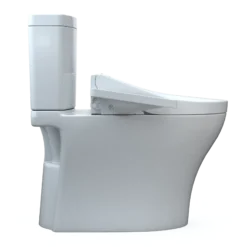 TOTO WASHLET+ Aquia IV Two-Piece Elongated Universal Height Dual Flush 1.28 and 0.9 GPF Toilet and WASHLET C2 Bidet Seat, Cotton White, Vitreous China|Plastic, MW4463074CEMFGN#01