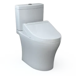 TOTO WASHLET+ Aquia IV Two-Piece Elongated Universal Height Dual Flush 1.28 and 0.9 GPF Toilet and WASHLET C5 Bidet Seat, Cotton White, Vitreous China|Plastic, MW4463084CEMFGN#01