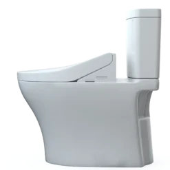 TOTO WASHLET+ Aquia IV Two-Piece Elongated Universal Height Dual Flush 1.28 and 0.9 GPF Toilet and WASHLET C5 Bidet Seat, Cotton White, Vitreous China|Plastic, MW4463084CEMFGN#01