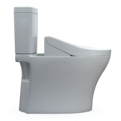 TOTO WASHLET+ Aquia IV Two-Piece Elongated Universal Height Dual Flush 1.28 and 0.9 GPF Toilet and WASHLET C5 Bidet Seat, Cotton White, Vitreous China|Plastic, MW4463084CEMFGN#01