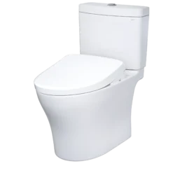 TOTO WASHLET+ Aquia IV Two-Piece Elongated Dual Flush 1.28 and 0.9 GPF Toilet with S7A Contemporary Bidet Seat, Cotton White, Vitreous China|Plastic, MW4464736CEMFGN#01