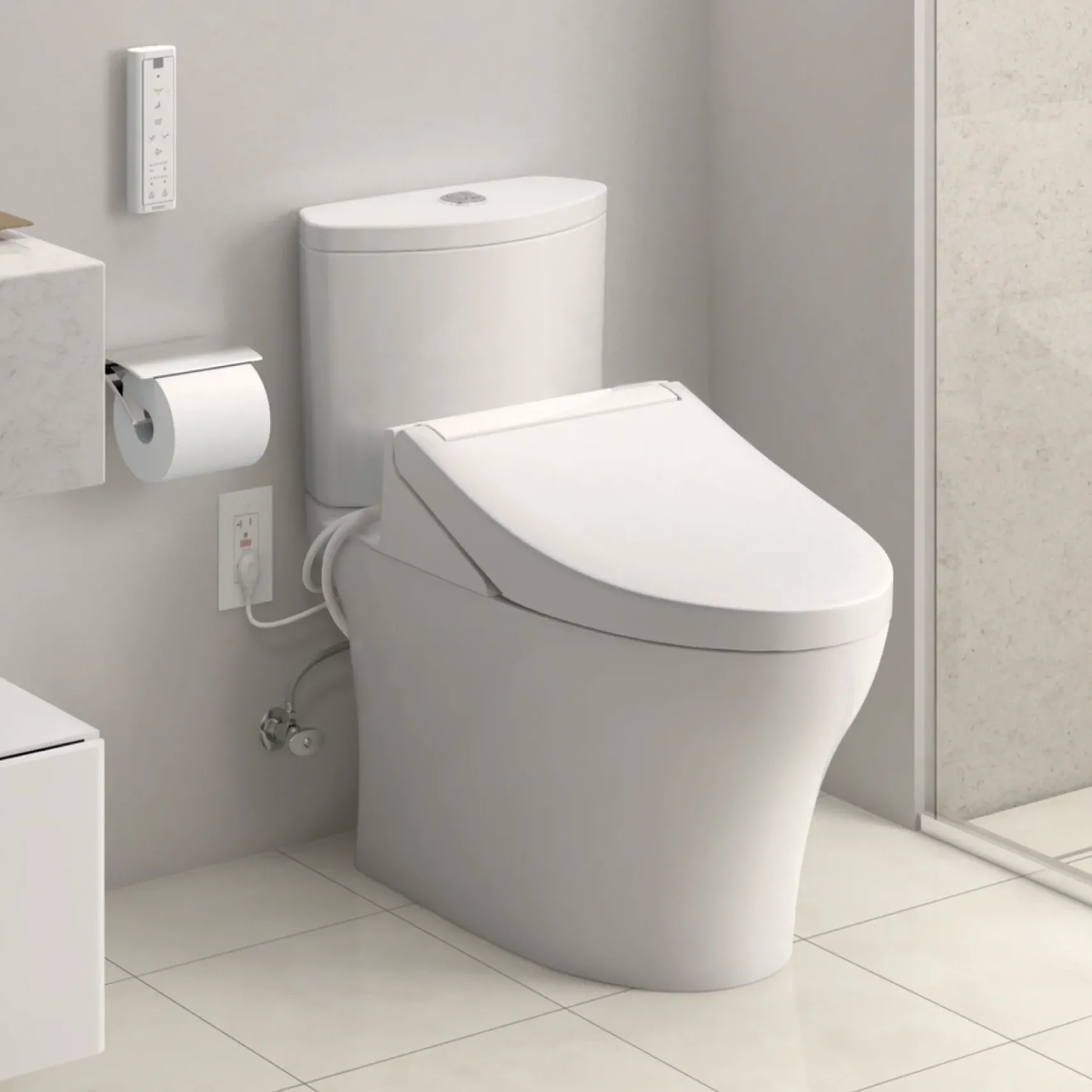 TOTO WASHLET C5 Electronic Bidet Toilet Seat with PREMIST and EWATER+ Wand Cleaning, Round, Cotton White, Plastic, SW3083#01