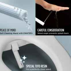 TOTO WASHLET C5 Electronic Bidet Toilet Seat with PREMIST and EWATER+ Wand Cleaning, Round, Cotton White, Plastic, SW3083#01